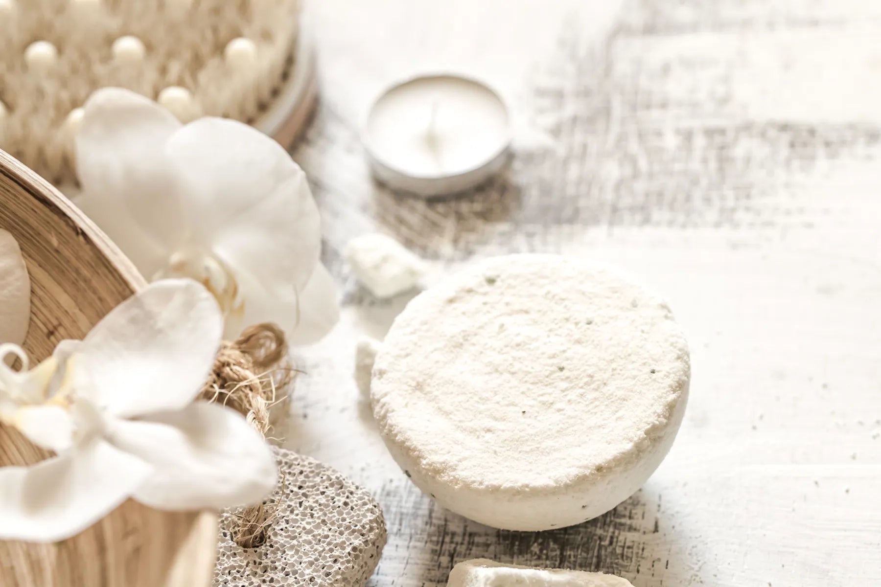 Natural antibacterial body soap for armpit odor and body odor treatment, shown in a clean spa setting