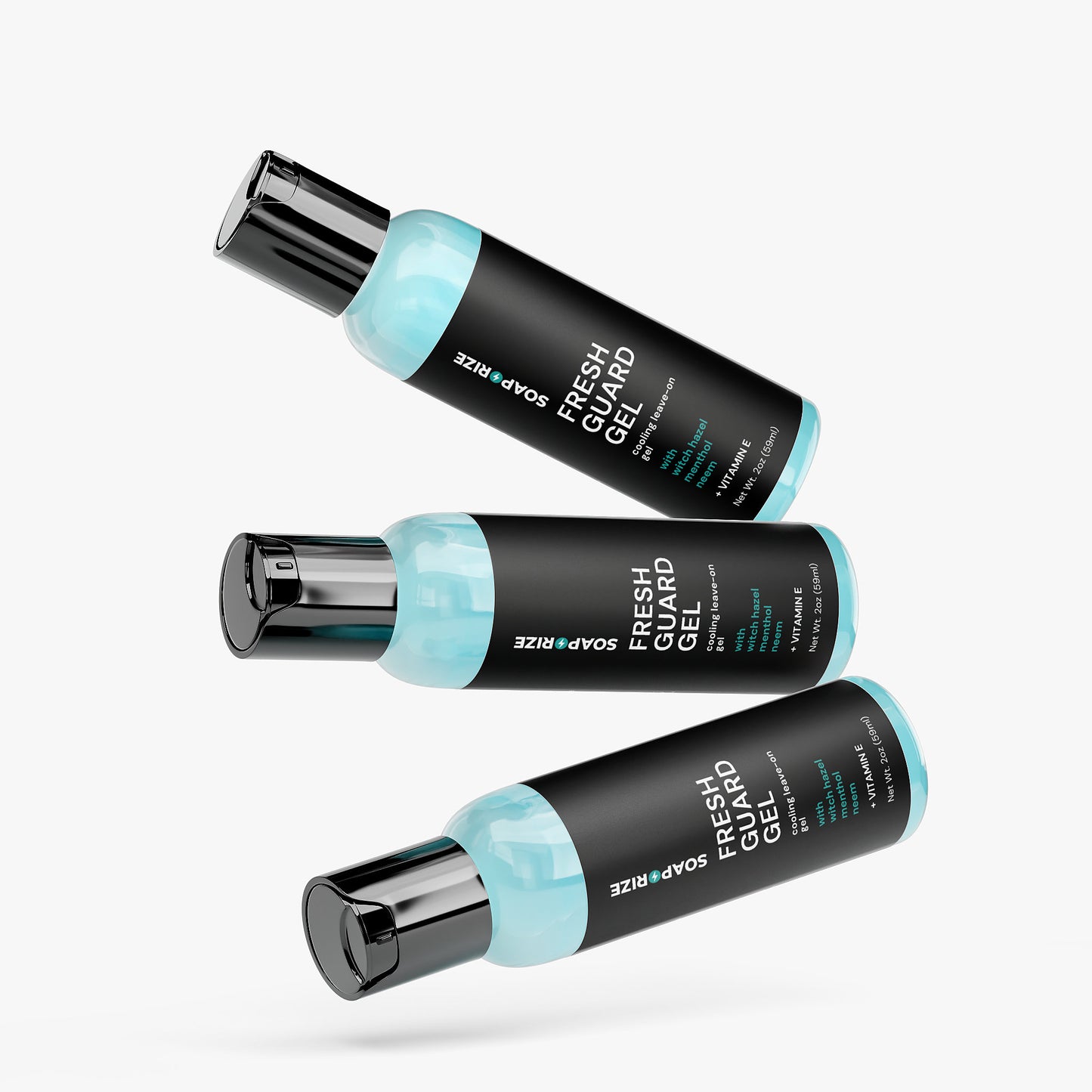 Set of three FreshGuard Gel bottles - armpit smell treatment powered by witch hazel and menthol
