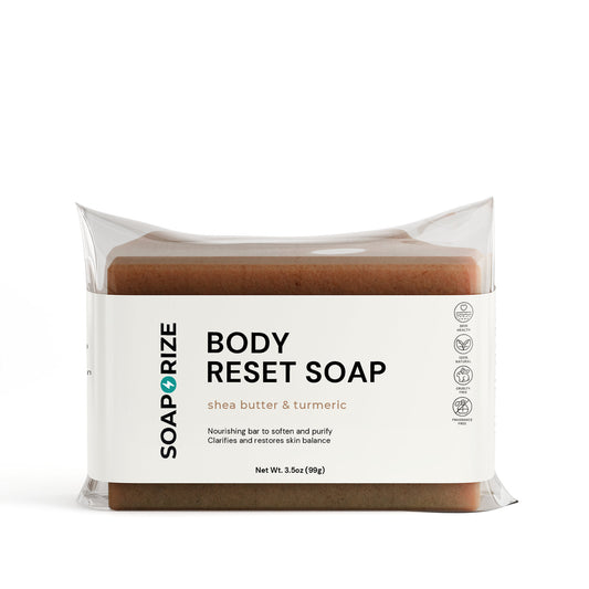 Soaporize Body Reset Soap: natural cleansing bar designed to refresh and cleanse odor-prone skin areas