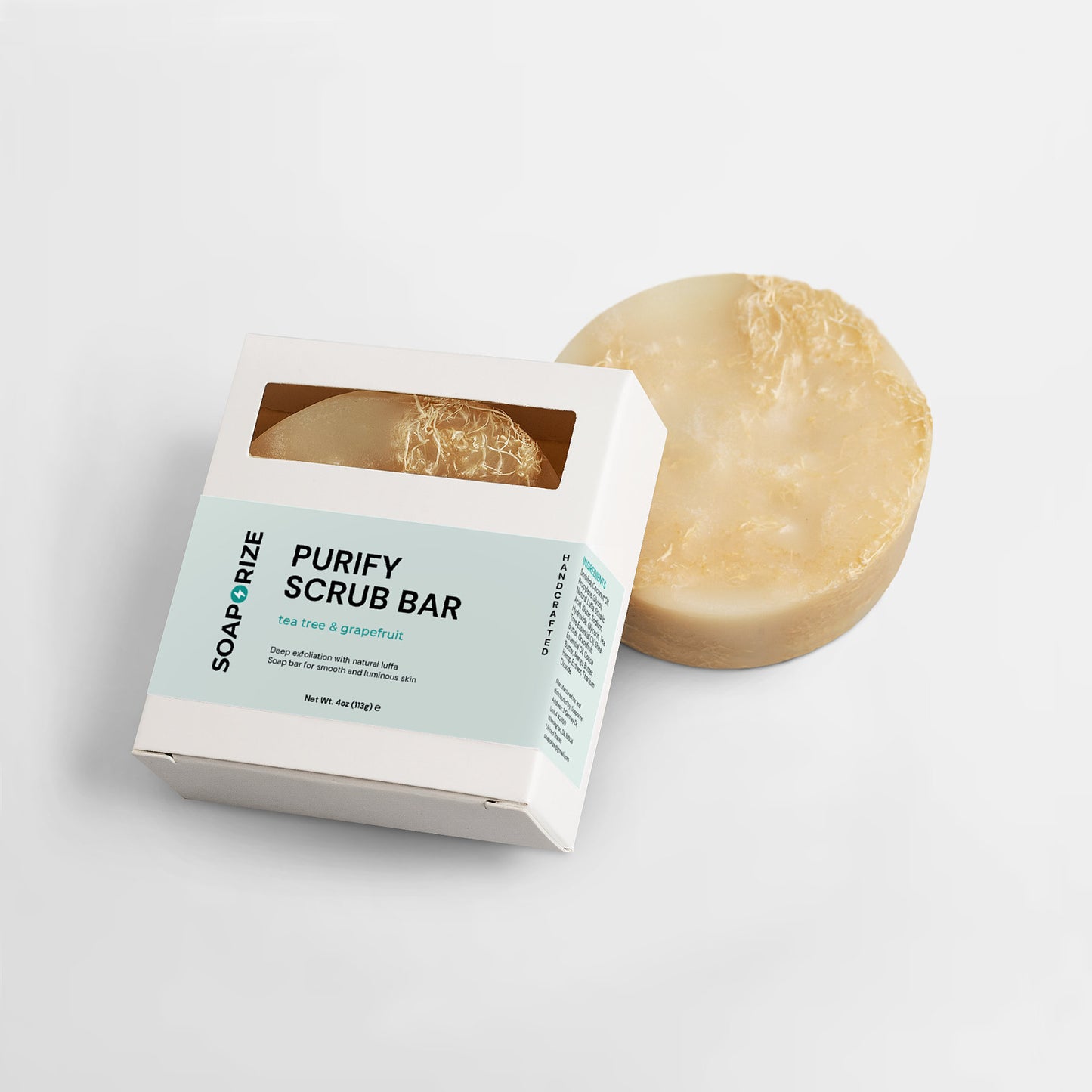 Soaporize Purify Scrub Bar: refreshing body cleansing bar crafted to support freshness and smoothness for odor-prone skin
