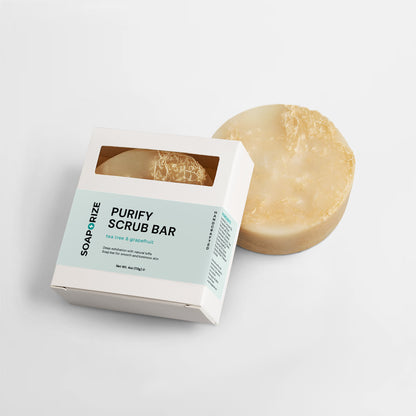 Soaporize Purify Scrub Bar: refreshing body cleansing bar crafted to support freshness and smoothness for odor-prone skin